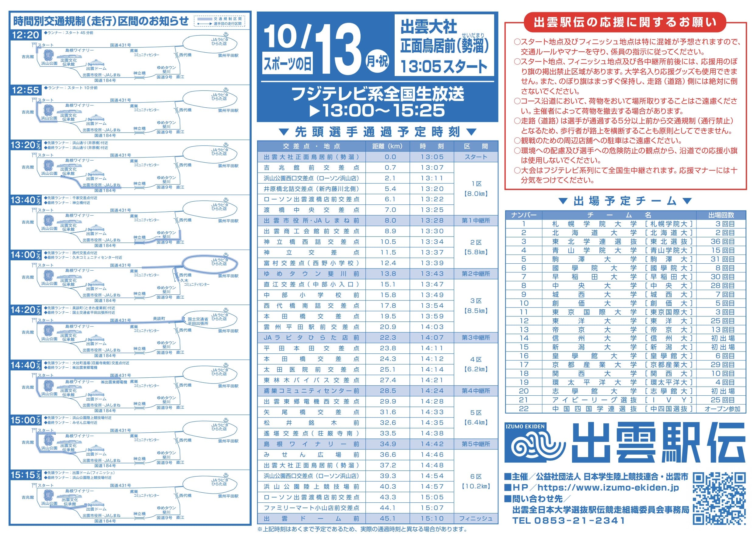 出雲駅伝2025 交通規制