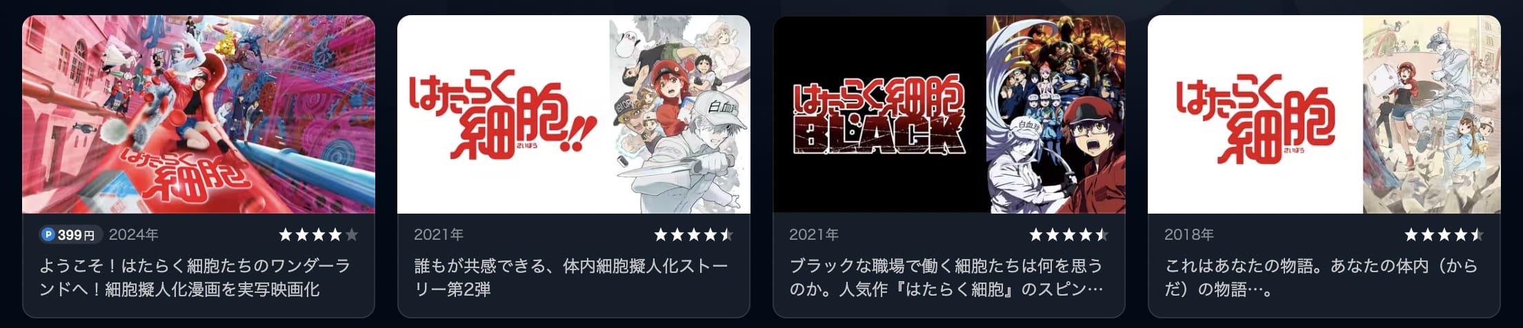 はたらく細胞 U-NEXT